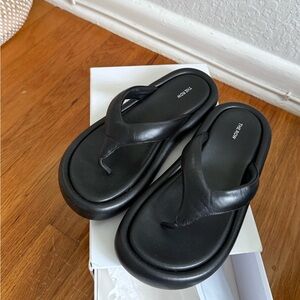 The Row Black Minimal Loafers / Flip Flop